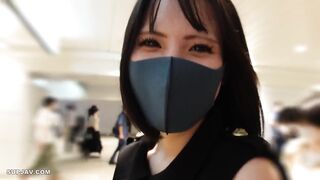 Amateur beauty in a cute facemask getting boned brutally