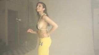 Abi Shanaya revealing her incredible body on the set