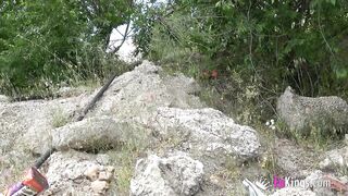 Outdoor fucking movie with an adventurous little whore