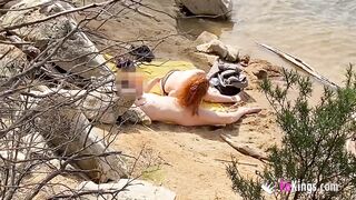 Tight bodied amateur fucking by the lake in a secluded spot