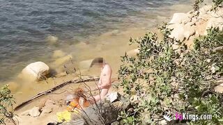 Tight bodied amateur fucking by the lake in a secluded spot