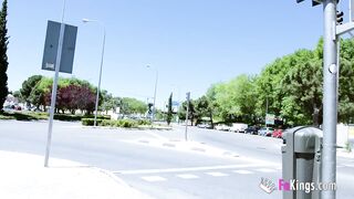 Small boobs girl Jacky Blondi is ready to screw on a couch