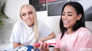 Three perfect babes enjoying a POV taboo foursome fuck