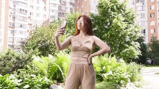 Teen gal with natural breasts gets rammed from behind