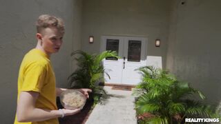 Big tits babes team up to enjoy the same cock with passion