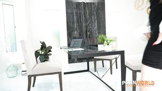 Porn2all -  Bitchy Redhead Boss Enjoys DP Slamming From Idle Employees