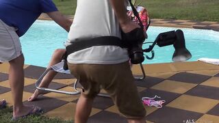 Small tits brunette is ready to massage her little slit