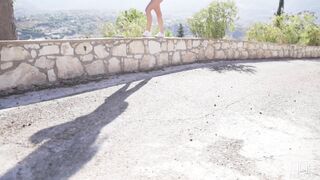 Teen with a shapely ass is enjoying masturbation outdoors