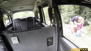 Fake Taxi - curvy busty British babe deepthroats hard cock, cums from oral and gets fucked outside