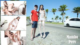 New Honey Ob - 1.90m Japanese-Brazilian beauty, OB Honey almost naked on the street, then fucks 3 huge cocks